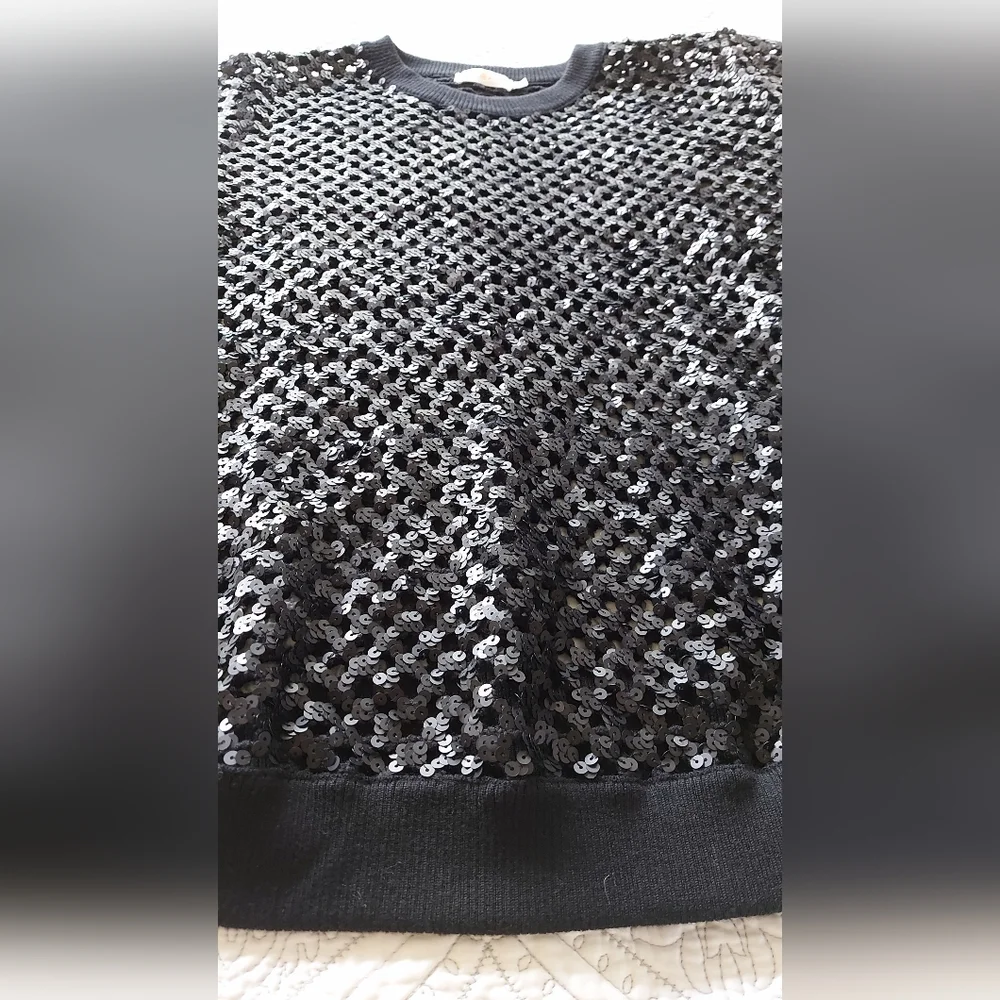 Tory Burch Lansing Merino Wool Jumper with Sequins — Size XL/TG